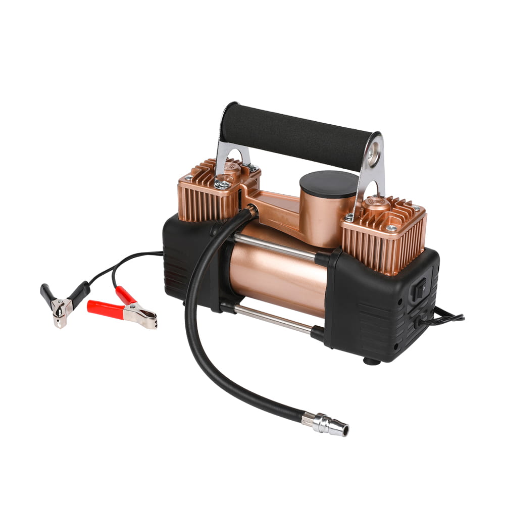 Inflator Tayar Dua Silinder Mudah Alih dengan pengapit bateri